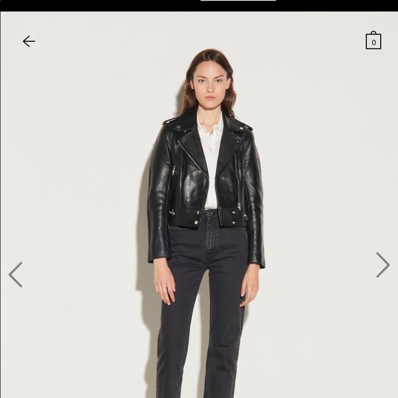 sandro cropped leather jacket